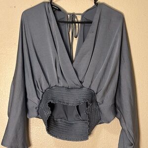 Express Long-Sleeve Cropped Blouse